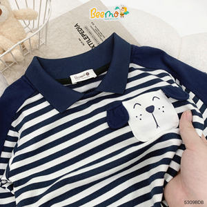 Conjunto de Ropa de Alta Calidad para Niños Pequeños, Camiseta Polo a Rayas Informal, Sudadera de Algodón, Pantalones Deportivos, Boutique de Ropa para Niños Pequeños - Product Image 4