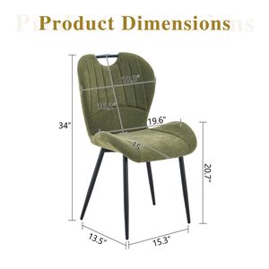 Set di 4 Sedie da Pranzo in Tessuto Verde Oliva con Maniglia Integrata, Telaio in Metallo Nero e Piedini Regolabili per Uso Domestico - Product Image 3