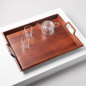 Eco-Friendly Natural Serving <b>Tray</b> with Built-in Handles - Durable Large Rectangle Platter for <b>Breakfast</b> Tea & Coffee Wooden <b>Tray</b> - Product Image 2