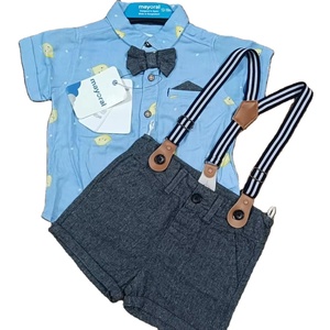 Mameluco informal con estampado floral para niños, Mono corto de verano de marca de gama alta con conjunto de botones superiores, pantalones cortos excedentes - Product Image 1