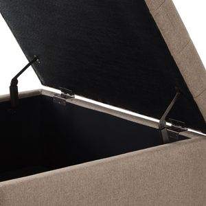 Grande Pouf Quadrato in Lino Imbottito con Bottoni e Gambe in Legno per Salotto con Funzione di Contenitore - Product Image 4