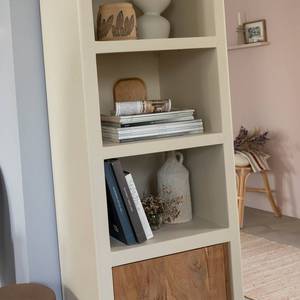 Vandana Vista Falcon <b>cabinet</b> in concrete-effect wood and acacia wood - Product Image 4