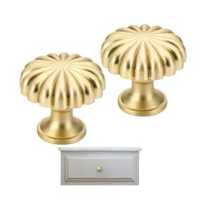 ลูกบิดตู้สีทอง ทองเหลืองขัดเงา โลหะผสมสังกะสี สำหรับลิ้นชักตู้ครัว ตู้เสื้อผ้า ประตูตู้ - Product Image 1