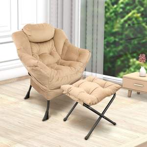 Comfortable Upholstered <b>Single</b> <b>Sofa</b> <b>Chair</b> High-Density Foam Lazy Reclining Leisure Accent <b>Chair</b> with Removable Metal Legs - Product Image 2