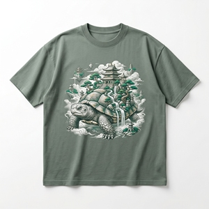 Camiseta con estampado de gorila de la selva |   Camiseta de Algodón Grueso de 240 GSM en Verde Bosque con Estampado de Cascada King Ape - Product Image 6