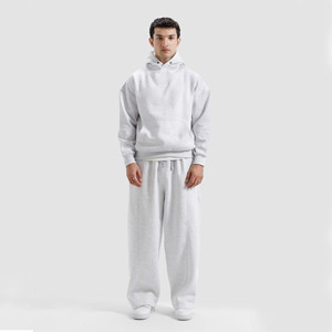 Pantalon de jogging ample en molleton 100 % coton, anti-plis, anti-statique, respirant, séchage rapide, taille mi-haute avec cordon de serrage pour homme - Product Image 1
