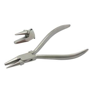 Alicates de punta cóncava de acero inoxidable de 130 mm con mandíbula lisa para fabricación de joyas, bricolaje, crimpado de circlips, pesca - Acabado mate, personalizable OEM - Product Image 1