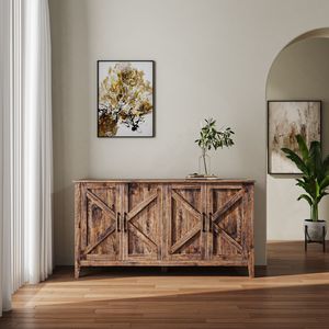 Credenza a 4 Ante Indipendente con 4 Ripiani Aperti per Ingresso, Soggiorno o Ufficio - Product Image 1