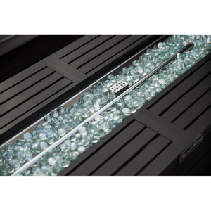 57in Outdoor Aluminum Gas Propane <b>Fire</b> <b>Pits</b> <b>Table</b> 50000BTU Rectangular <b>Fire</b> Glass Lid Elegant Dining Fireplace for Outdoor - Product Image 3