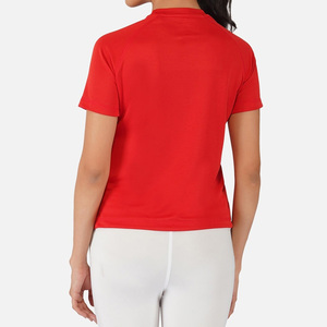 T-shirt décontracté pour femme en jersey vert olive à col rond, avec logo, manches courtes, 100 % coton biologique, écologique, respirant et à séchage rapide - Product Image 4