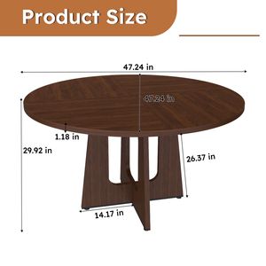 Table de salle à manger ronde de 47 pouces style ferme, finition grain de bois MDF, capacité de charge de 300 lb, espace confortable pour 4 personnes - Product Image 2