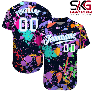 Maillot de baseball personnalisé imprimé par transfert thermique, entièrement boutonné, 100 % polyester, respirant, anti-humidité, manches courtes, pour le sport - Product Image 1