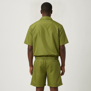 Ensemble de survêtement en nylon pour homme avec logo personnalisé, deux pièces, coupe-vent, short et veste assortis, ensemble de short coupe-vent contrasté - Product Image 6