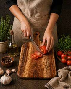 Planche à découper rectangulaire en noyer naturel moderne, antidérapante, plateau de service de cuisine avec gravure, par UO INDIA - Product Image 5