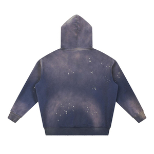 Sudadera con capucha de algodón 100% para hombre, estilo vintage, gris nube, con doble capucha, patchwork y efecto desgastado, para otoño, venta al por mayor, personalizada, estilo streetwear. - Product Image 4