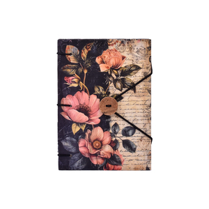 Carnet de notes A5 vintage à motifs floraux, fait main, 100 pages |   Journal écologique avec fermeture à bouton, 100% fait main - Product Image 1
