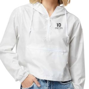 Chaqueta Corta Ligera Cortavientos con Capucha para Mujer, Cremallera Completa, Ropa Exterior Casual, Resistente al Viento, Impresión Personalizada, Venta al por Mayor de Fábrica - Product Image 4