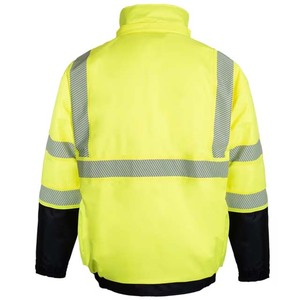 Gilet de sécurité réfléchissant haute visibilité, imperméable, à capuche, jaune et noir, taille XXL, en polyester premium, vêtements de sécurité routière - Product Image 2
