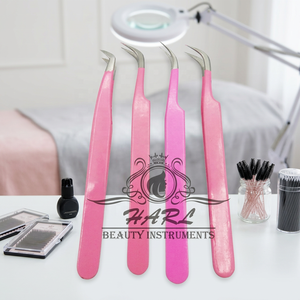 Pince à épiler courbe isolante pour cils, conception personnalisée, pince à épiler pour extensions de cils avec pointes en fibre, outils pour cils - Product Image 2