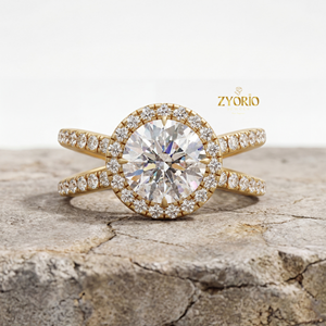 925 Silver Lab Grown Diamond VVS2 Clarity Brilliant Cut Halo Engagement <b>Ring</b> <b>Split</b> Shank Pave Set Bridal Wedding Party 1 CT - Product Image 2