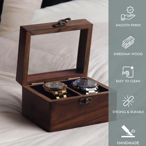 Caja de Almacenamiento para Relojes de Madera con Múltiples Ranuras, Organizador de Relojes de Madera con Acabado de Lujo por AYAANS - Product Image 2
