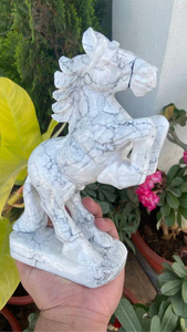 Estatua de Caballo Tallada a Mano en Howlite Natural, Escultura de Garro Blanco en Piedra Preciosa, Ecológica, Feng Shui, OEM, ODM, Venta al Por Mayor - Product Image 5