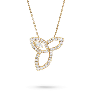 Collar de Lujo con Colgante de Diamantes Chapado en Oro de 18K, Forma de Flor, Corte Marquesa, Cadena de Caja para Uso Diario de Mujer - Product Image 2