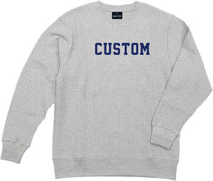 High Quality 100% Organic Cotton <b>Blank</b> Knit Waffle Crew Long Sleeve t Shirt Heavy <b>Weight</b> <b>Blank</b> Waffle T Shirt With custom logo - Product Image 5