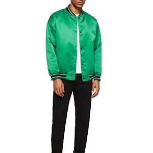 Chaqueta Varsity Azul Satinado para Hombre, Manga Larga, Cortavientos, Chaqueta Bomber de Invierno, Logotipo Personalizado, Ropa Urbana - Product Image 3