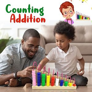 Abacus en bois double face FunBlast avec étagère de calcul, jouet éducatif précoce pour l'addition et la soustraction - Product Image 6