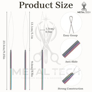 Rainbow Hair Extension Loop <b>Needle</b> Wire <b>Threader</b> Pulling Hook for Micro Ring Link Silicone Beads I-Tip Feather Installation Tool - Product Image 4