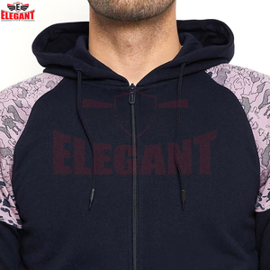 Good Supplier With Own Logo Comfortable Unique Design With Wholesale Rate <b>Men</b> Navy Blue Printed Hooded Full Sleeve Tracksuits - Product Image 5