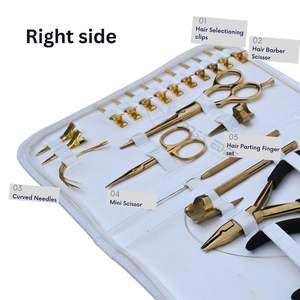 Kit complet d'outils pour extensions capillaires Microlink en or avec pince à sertir à 3 trous en acier inoxydable, outil de retrait de perles et ensemble de doigts de séparation capillaire - Product Image 3