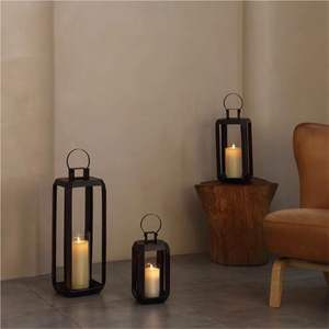 Lanterne décorative moderne en métal noir, grand support de bougie suspendu au sol pour patio, jardin, mariage, décoration intérieure, vente en gros - Product Image 1