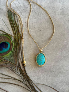 Collier en macramé fait main avec pendentif goutte turquoise, cordon marron, bijoux bohèmes de guérison, vente en gros - Product Image 2