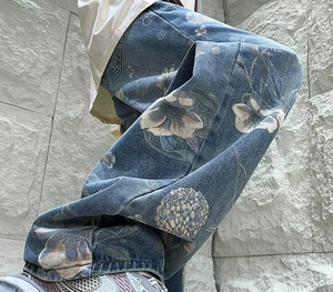Jeans Personalizados con Estampado para Hombre, Corte Holgado, Diseño Combinable con Todo, Estilo Casual, Jeans de Otoño - Product Image 2