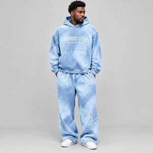 Ensemble de jogging vintage personnalisé en coton 100% pour l'hiver, avec fermeture éclair, effet délavé, sweat-shirt et pantalon de survêtement à jambe droite ou évasée, unisexe - Product Image 6