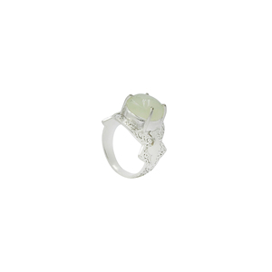 Wholesale Prehnite Gemstone <b>Ring</b> 12mm Round Natural Stone Silver Plated Brass Vintage Filigree <b>Statement</b> <b>Ring</b> Custom Jewelry - Product Image 1
