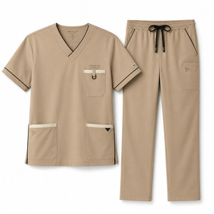 Tenue d'infirmière OEM extensible 4 directions avec logo personnalisé, uniforme d'hôpital élégant pour femmes - Product Image 1