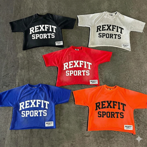 T-shirt surdimensionné noir délavé pour homme REXFIT SPORTS, en coton, style streetwear, col rond, décontracté, tendance, personnalisé - Product Image 6