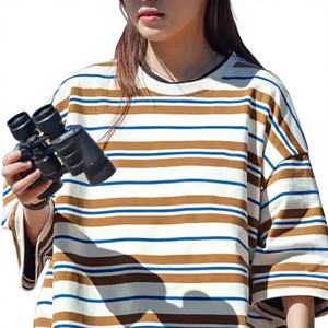 Camiseta informal a rayas con cuello redondo y manga corta para hombre, camiseta holgada multicolor, OEM ODM, fibra de algodón orgánico, camiseta directa de fábrica - Product Image 6