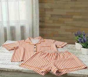 ชุดนอนผ้าฝ้ายลายทางสีส้มสำหรับผู้หญิง ลายเสือสุดเซ็กซี่ ชุดนอนขาสั้นพิมพ์ลายด้วยมือ เนื้อผ้านุ่มสบาย - Product Image 4