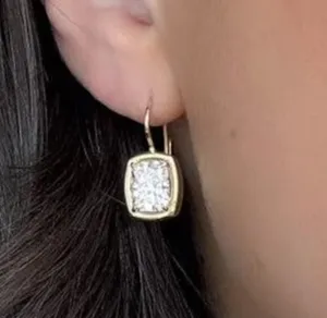 Pendientes colgantes de diamante cultivado en laboratorio con corte cojín de 4.00 quilates, EF/VS1, en oro amarillo de 14k - Product Image 1