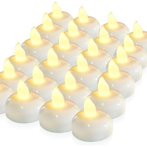 200 Hours Warm White LED Flickering <b>Tealight</b> Candles 24 Pack Flameless Floating Candles Bulk for Decor Wedding & Party Cen - Product Image 1
