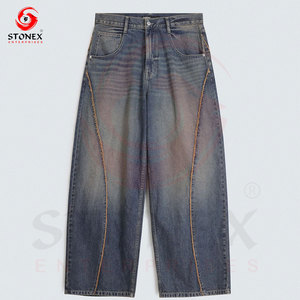 Jeans de Mezclilla para Hombre, Corte Ancho, Lavado Oscuro, Algodón Premium, Corte Regular, Ecológicos, Diseño Personalizado, Moda Urbana - Product Image 4