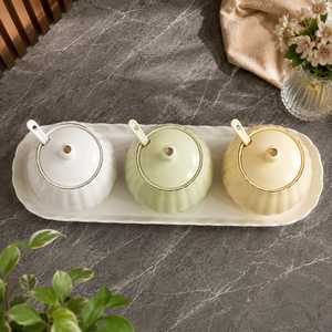 Ceramic Condiment <b>Jar</b> Set with Tray and Spoons Modern Kitchen <b>Spice</b> Container Set Luxury Seasoning Storage <b>Jars</b> for Dining Table - Product Image 3