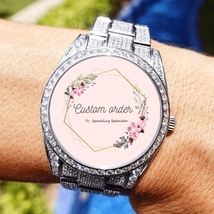 Unisex 41mm Dial Diameter VVS Moissanite Hip Hop Wristwatch Fully <b>Iced</b> Stainless Steel Band Fashionable Watch For Him - Product Image 1