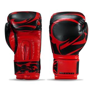Gants de boxe en PU noir et rouge avec fermeture Velcro pour adultes, équipement d'entraînement, sangle de poignet réglable - Product Image 3