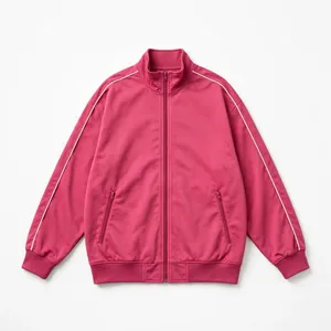 Chaqueta Deportiva Rosa Intenso para Hombre, con Cremallera Completa, Ropa de Entrenamiento Atlético, Cuello Alto, Ropa Deportiva Informal, Logotipo Personalizado, Venta al Por Mayor - Product Image 6