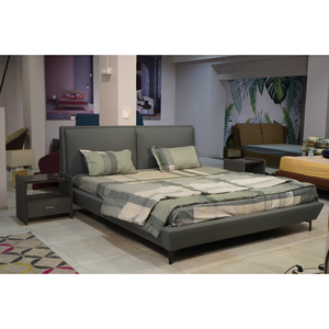 เตียงคิงไซส์หุ้มเบาะทันสมัย พร้อมหัวเตียงบุหนัง PU กำมะหยี่ โครงเคลือบสีฝุ่น CRCA - Product Image 1